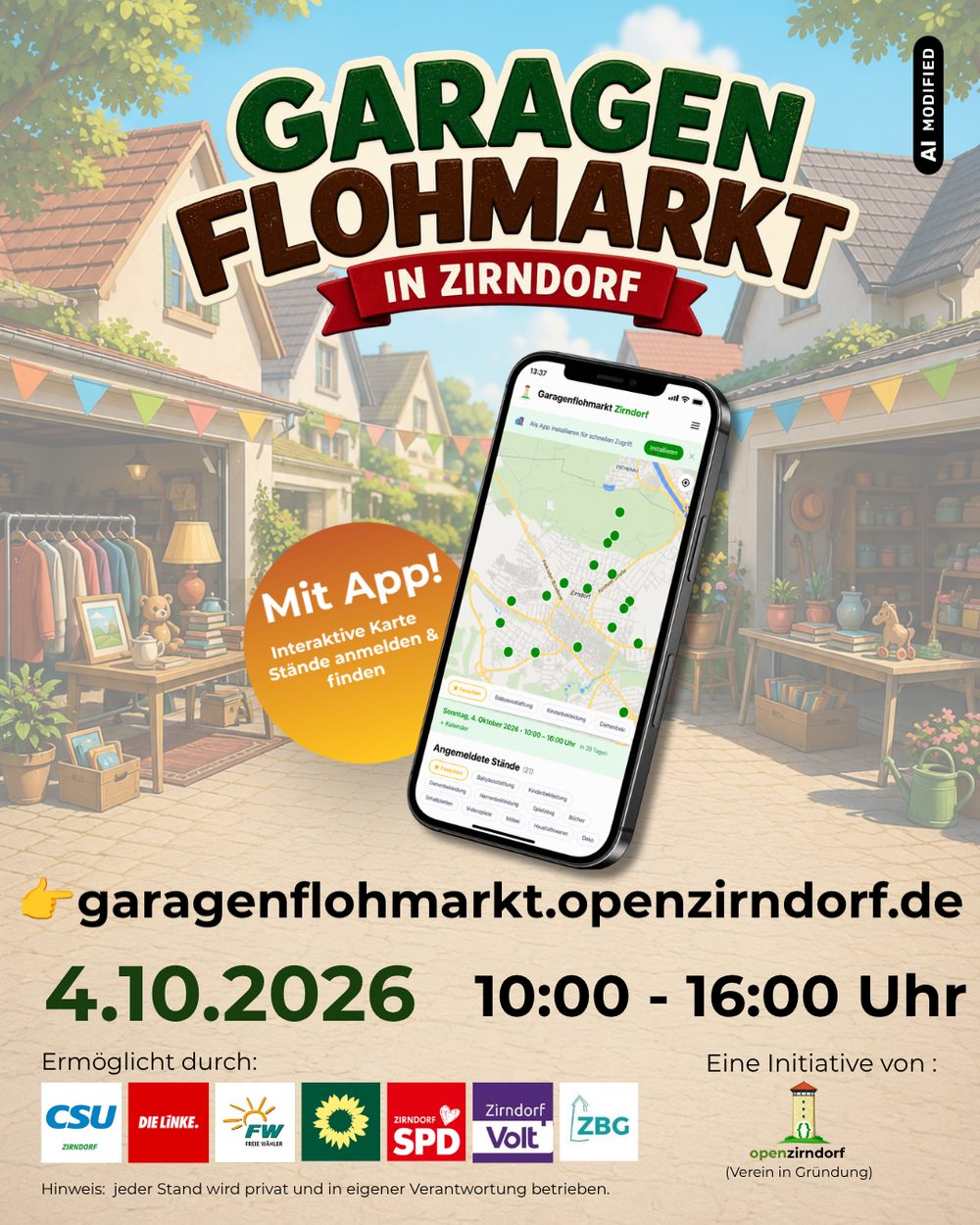 Sharepic zum Garagenflohmarkt Zirndorf für Instagram und Facebook